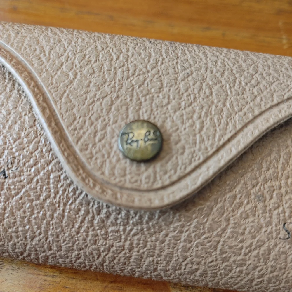 Ray-Ban Beige Eyeglass Case with Embossed Logo 